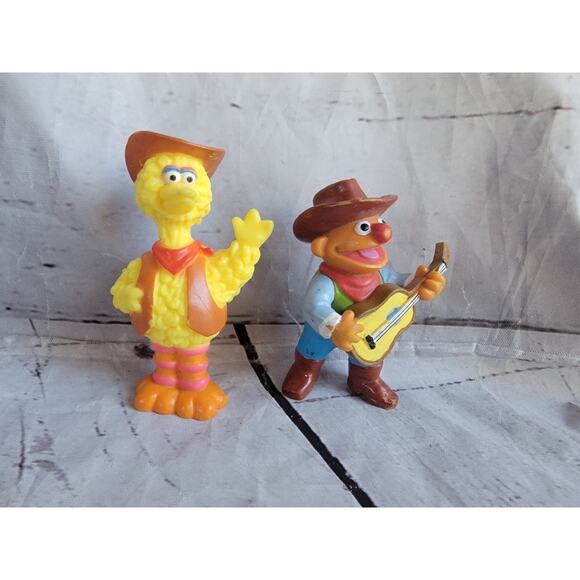 Sesame Street PVC Big Bird Cowboy Ernie Cowboy W/guitar Figure Cake Toppers - Picture 1 of 7